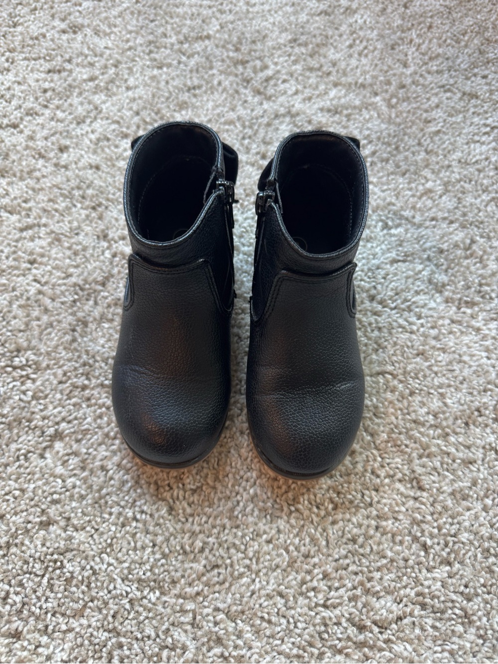 Cat & Jack Girls Black Ankle Boots Size 8 Bow Side Zip Faux Leather - Picture 2 of 8